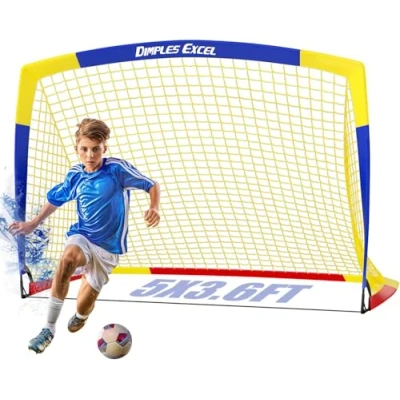Image de Dimples Excel But de Football Filet pour Jardin Extérieur Entraînement Les Amateurs (5&#039;x3.6&#039; Bleu Jaune)