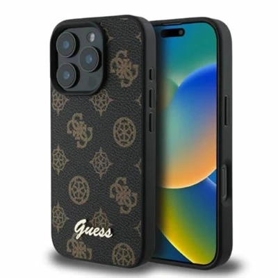 Image de CG Mobile Guess GUHMP16LPGPYSK Coque rigide pour iPhone 16 Pro 6,3&quot; Noir Script pivoine
