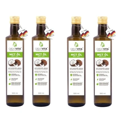 Image de GreatVita MCT Huile à base d&#039;huile de coco 2 litres Acides gras C8 et C10 qualité supérieure 70 % d&#039;acide caprylique 30 caprique