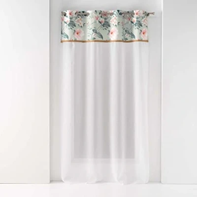 Image de douceur d&#039;intérieur, Voilage à Oeillets (140 x 240 Cm) Alissia Top Menthe, Voile Sablé Finition Imprimé Et Jute