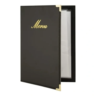 Image de Securit Protège menu Simili cuir de la Gamme Classique A5, 1 Double Insert Inclus (présente 4 Pages A5)