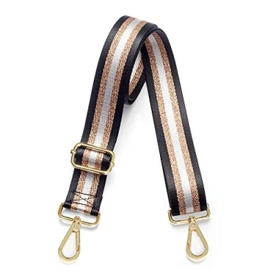 Image de Kolti Sangle de rechange à rayures pour sac main Large et réglable, Boucle dorée 30, 1.5 inch width