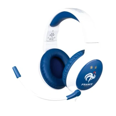 Image de Konix FFF Casque gaming filaire PC, PS4, PS5, Switch, Xbox One et Series XS Microphone Câble 1,5 m Prise Jack 3,5 mm Blanc bleu