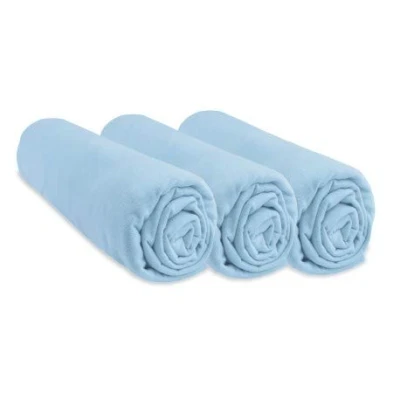 Image de Lot de 3 Draps Housse 40x80 cm Extensible pour 40x90 Couffin Berceau Nacelle 40 x 80 100% Coton Bleu Ciel Respirant Sommeil sain Marque Easy Dort Certifié Oeko Tex Fabriqué en Europe
