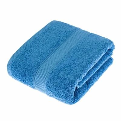 Image de HOMESCAPES Serviette de Bain Éponge (130 x 70 cm) 500 gm² Bleue uni