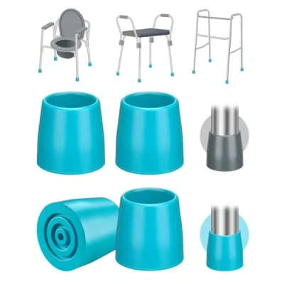 Image de supregear Pointes de Canne (Paquet 4), 28 mm Embouts Rechange en Caoutchouc Robustes pour Déambulateurs, Commodes, Chaises Douche, Cannes, Marche Bâtons Bouchons Antidérapants, Bleu