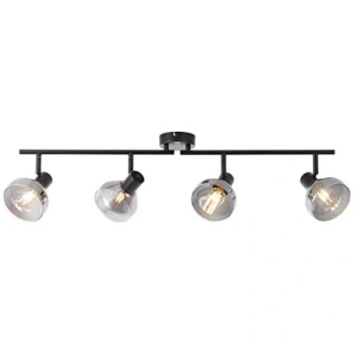 Image de BRILLIANT lampe tube réfléchissant spot 4 ampoules noir mat/verre fumé 4x D45, E14, 18W, adapté aux lampes à suspension (non inclus) Échelle A ++ E Têtes pivotantes/bras rotatifs