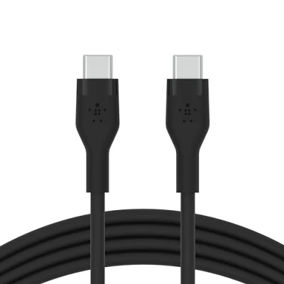 Image de Belkin BoostCharge Flex câble USB C vers en silicone, certifié IF, recharge Power Delivery, pour iPhone 15, MacBook, iPad Pro, Samsung Galaxy S24, Google Pixel, etc, 2 m, noir