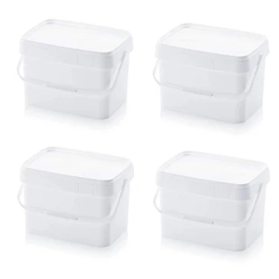 Image de 4X Eimer 20l rechteckig * 20 Liter lebensmittelecht stapelbar Kunststoffeimer 20Liter weiß Farbe Futter Gastro Catering