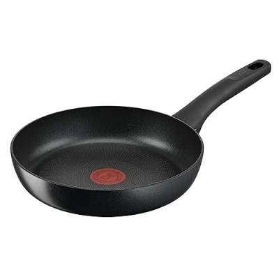 Image de Tefal G28804 Hard Titanium On Poêle à frire, 24 cm, en aluminium, revêtement antiadhésif inoffensif, indicateur de température, convient tous les types feux, l&#039;induction, noire