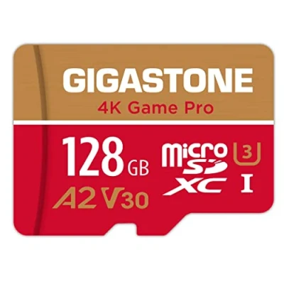 Image de [5 Ans Récupération de données Gratuite] GIGASTONE Carte Mémoire 128 Go, Game Pro Max, Vitesse jusqu&#039;à 120/80 Mo/s, pour Switch, Steamdeck, 4K Video A2 V30 U3 MicroSDXC avec Adaptateur