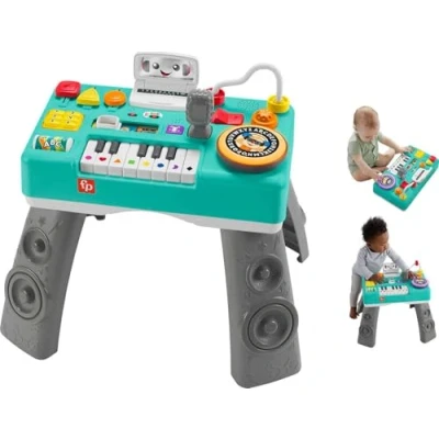 Image de Fisher Price Ma Table d’Activités de DJ Rires &amp; Éveil d&#039;Activité Bébé Lumineuse et Musicale Jouet d&#039;Éveil Progressif dès 6 Mois, Version: Anglais, Emballage réduit, HTK83