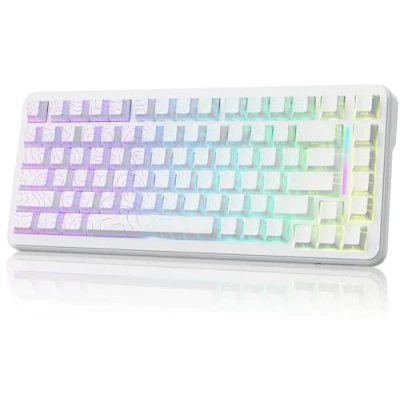 Image de ATTACK SHARK X82PRO HE 75% Clavier de Jeu Sans Fil à Déclenchement Rapide, Interrupteur Magnétique Effet Hall avec Actionnement Réglable 0,01mm, 8KHz, Hot Swap, RVB, pour PC Gamer (Contour Blanc)