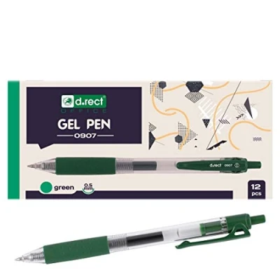 Image de D.RECT 0907 Lot de 12 stylos à bille avec grip caoutchouté Vert