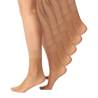 Image de Nur Die 5er Söckchen Seidenfein, 625869 Chaussettes, 15 DEN, Marron (Amber 230), Unique (Taille Fabricant: One Size) (Lot de 5) Femme