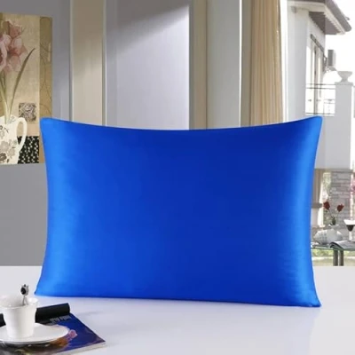 Image de townssilk Taie d&#039;oreiller 100% Soie des Deux côtés, 19 mm, 50 x 75 cm, Housse de Coussin avec Fermeture éclair dissimulée, Royalblue