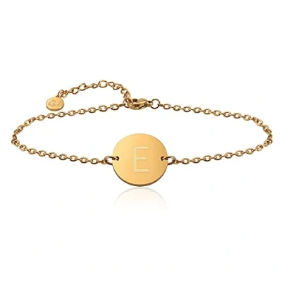 Image de GOOD.designs ® bracelet femme en or avec pendentif initial rond (plaqué 18k) personnalisé initiales (Lettre E)