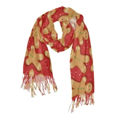 Image de 747 Écharpe Foulard Noël En Pain D&#039;Épices Femme Classique Longue Châle Léger Shawl Pour Party Cadeau 68X196Cm