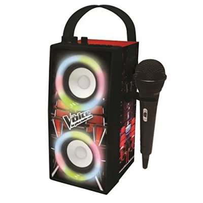 Image de Lexibook The Voice Enceinte Portable Bluetooth Micro, karaoké, Effets Lumineux, sans Fil, USB, Carte SD, Batterie Rechargeable, Noir/Rouge, BTP180TVZ