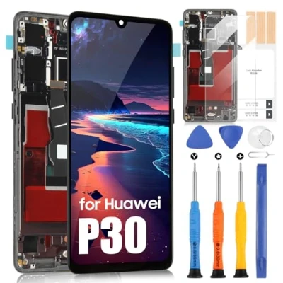 Image de Écran LCD pour Huawei P30 ELE L29 L09 AL00 TL00 L04 Affichage Remplacement Tactile Digitazer Full Assembly avec Outils (Noir Cadre)