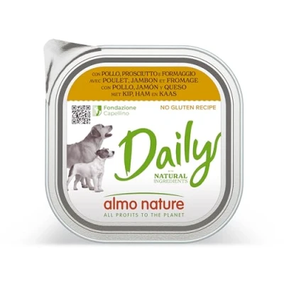 Image de Almo Nature Daily Menu Chien sans Grain Paté avec Poulet, Jambon et Fromage, 300 g, Lot de 9
