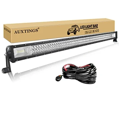 Image de AUXTINGS 132,1 cm 675W Triple rangée 7d Barre Lumineuse LED de Travail Spot inondation Combo Faisceau DC 12V 24V 6000K Offroad Véhicules 4x4 ATV Utvs