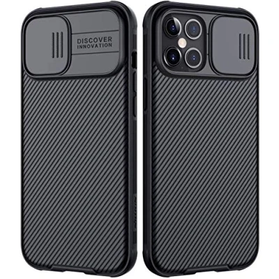 Image de Nillkin CamShield Pro coque fine compatible avec iPhone 12 Max, de protection d&#039;appareil photo pour Max en polycarbonate et TPU téléphone 6,7&quot; Noir