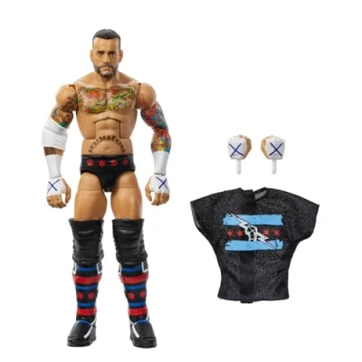 Image de WWE Élite cm Punk Figurine articulée de 15 à Collectionner avec Accessoires, Series 115, 25 Points d’Articulation et Mains interchangeables, JCH99