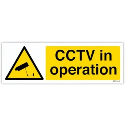 Image de VSafety 63021AX S Panneau d’avertissement de température en vinyle autocollant, « CCTV In Operation », orientation paysage, 200 mm x 150 mm, Noir/jaune