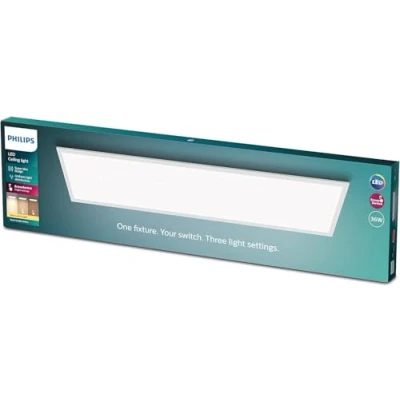 Image de PHILIPS Plafonnier rectangulaire à panneau LED SceneSwitch intensité variable, 3 ambiances différentes, blanc chaud, 36W. pour l&#039;éclairage intérieur, le salon et la chambre,