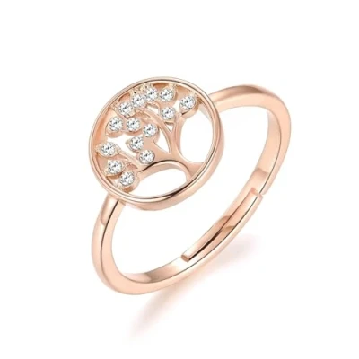 Image de Philip Jones Bague Arbre de Vie En Or Rose créée avec des Cristaux autrichiens, Or,