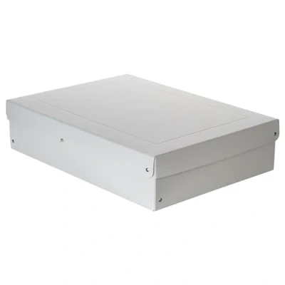 Image de Falken Réf. 22002168000F PureBox PRO 1 boîte de rangement avec couvercle emballage cadeau sans plastique Format A3 hauteur 100 mm poignée découpée entourée d&#039;un ruban Blanc
