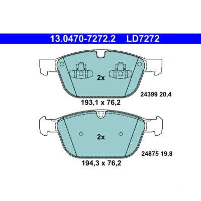 Image de ATE 13.0470 7272.2 Jeu de plaquettes frein préparé pour indicateur d&#039;usure, contact signal d&#039;usure exclu VOLVO: XC60 I, XC90 I