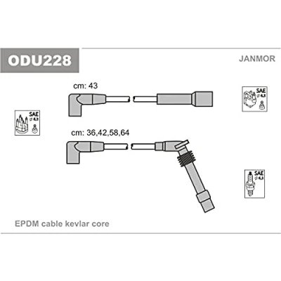 Image de JANMOR ODU228 Jeu De Fils d&#039;Allumage OPEL: Astra F CC, Berline, Vectra A Berline