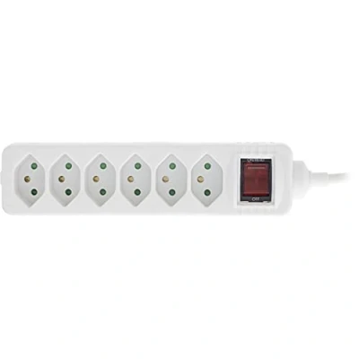 Image de InLine® Multiprise Suisse 6 Prises avec Interrupteur, 1,5 m, Blanc