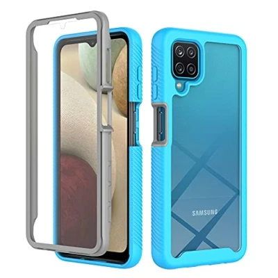Image de XINNI Coque pour Samsung Galaxy A12(M12) Antichoc Housse avec Protège écran, 360 Degrés Full Body Etui Solide Double Face Bumper Portable Transparent