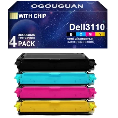 Image de OGOUGUAN Cartouche de Toner Dell 3110 pour 3110CN 3115 3115CN 8000 Pages (4 Pack)