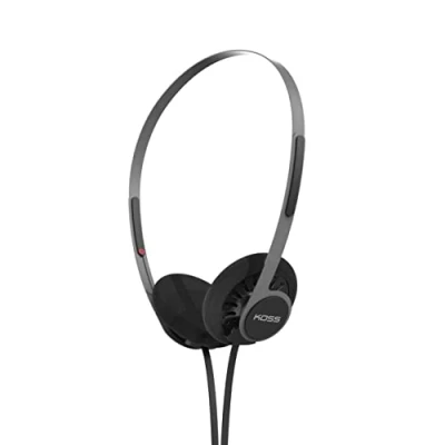 Image de Koss KPH40 Casque Supra auriculaire Utilitaire, système de Cordon Interchangeable Amovible, Style rétro, Design Ultra léger (Noir furtif)