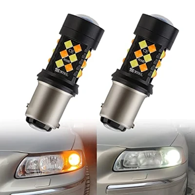 Image de Qasim 2PCS 1157 P21 / 5W BAY15D 3030 LED Ambre/Blanc Switchback Voiture Auto Ampoules 820Lm Clignotants DC 12V Double Couleur