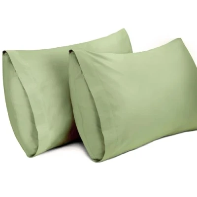 Image de Lirex Lot de 2 Taies d&#039;oreiller, 100% Coton, 400 Fils, d&#039;oreiller Respirantes, 50 x 70 cm, Vert