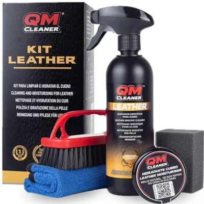 Image de QM Cleaner Kit de Produit Nettoyage Voiture Interieur et Entretien Cuir. APC nettoyant Voiture. Cuir Comprend nettoyant, Lait hydratante, Chiffon Brosse