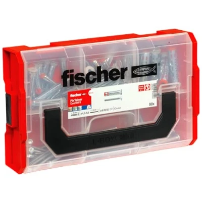 Image de fischer FixTainer DuoHM chevilles pour corps creux + vis TX, boîte de avec 90 et vis, fixation supports TV, luminaires, etc. dans les matériaux construction en