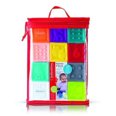 Image de Coffret de 10 cubes sensoriels souples INFANTINO Caoutchouc Pour bébé 6 mois et plus Multicolore