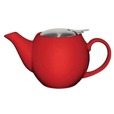 Image de Olympia Théière rouge en grès 510 ml, couvercle métallique amovible, passe au lave vaisselle, usage professionnel et domestique, GM594