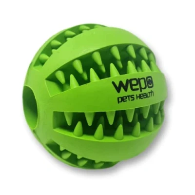 Image de WEPO Ballon de Soins dentaires pour Chien Diamètre : 7 cm Vert Jouet Dentaire en Caoutchouc Naturel Boule à mâcher