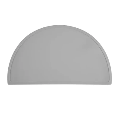 Image de Relaxdays Set de Table en Demi Cercle, antidérapant, Lavable, Silicone, L x P : 41,5 24 cm, Gris Clair