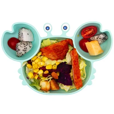Image de Plaque d&#039;aspiration pour bébé,Set de table divisé en silicone antidérapant tout petit bébé avec une ventouse solide adaptée à la plupart des chaises hautes, enfants 23 * 15 3 cm