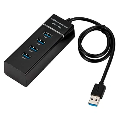 Image de OCIODUAL Adaptateur Hub avec 4 Ports Entrees USB Type A 3.0 Lumiere LED Concentrateur Noir pour PC Ordinateur Portable