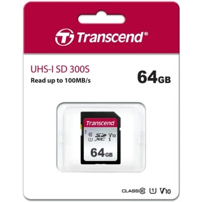 Image de Transcend TS64GSDC300S mémoire flash 64 Go SDXC NAND Classe 10 Neuf
