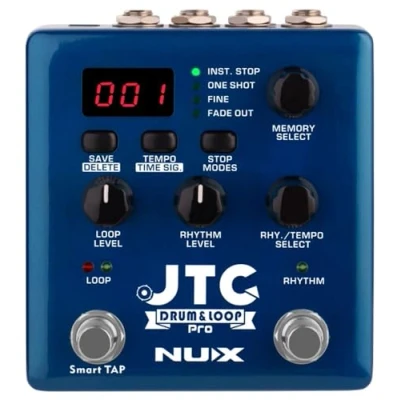 Image de Nux NDL 5 JTC Pro Drum&amp;Loop PRO, Pédale Looper à double interrupteur (capacité d&#039;enregistrement de 6 heures, entrée USB Micro B, qualité audio 24 bits, action interrupteur), Bleu